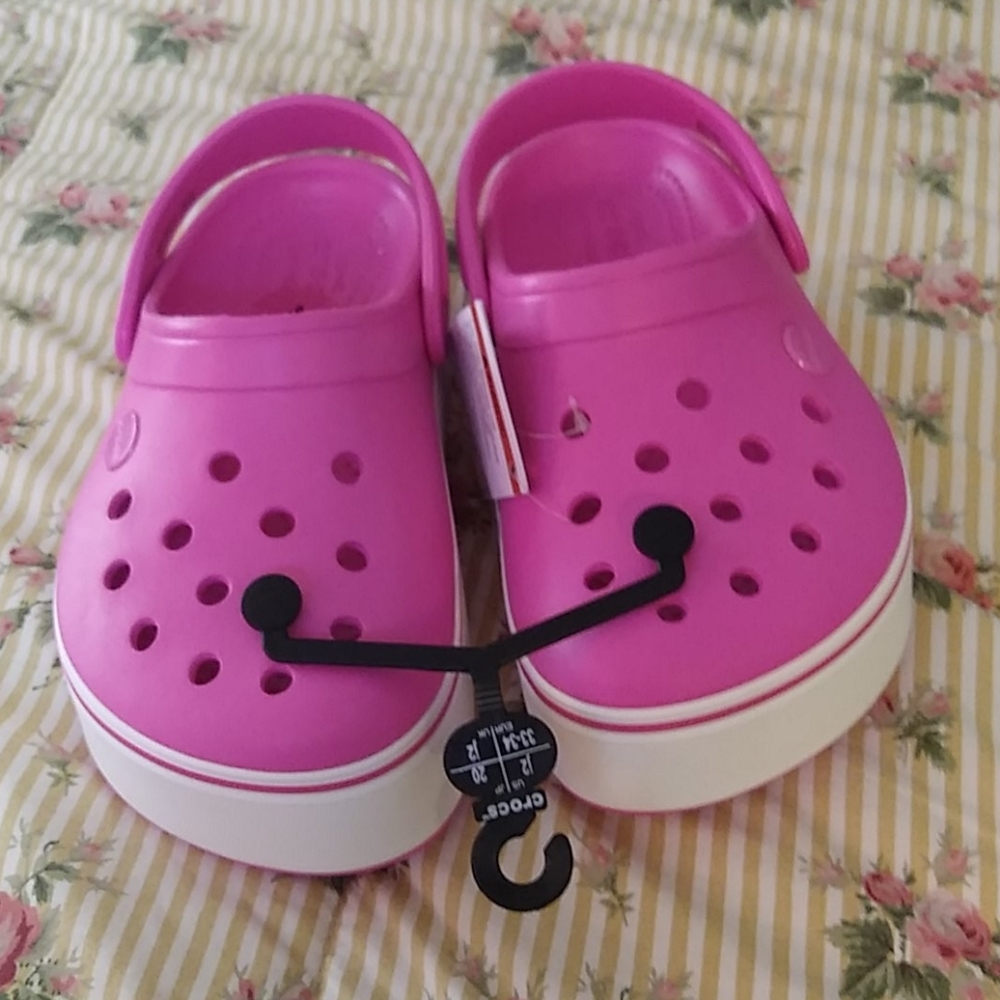 Pink Crocs kids size 2